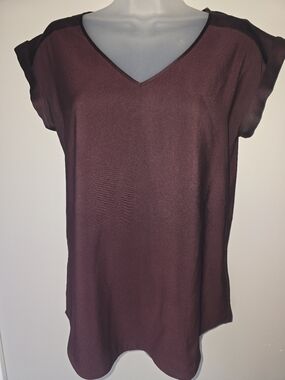 Express V-neck Blouse Womens Size Small Cap Sleeve Hi/low Plum
